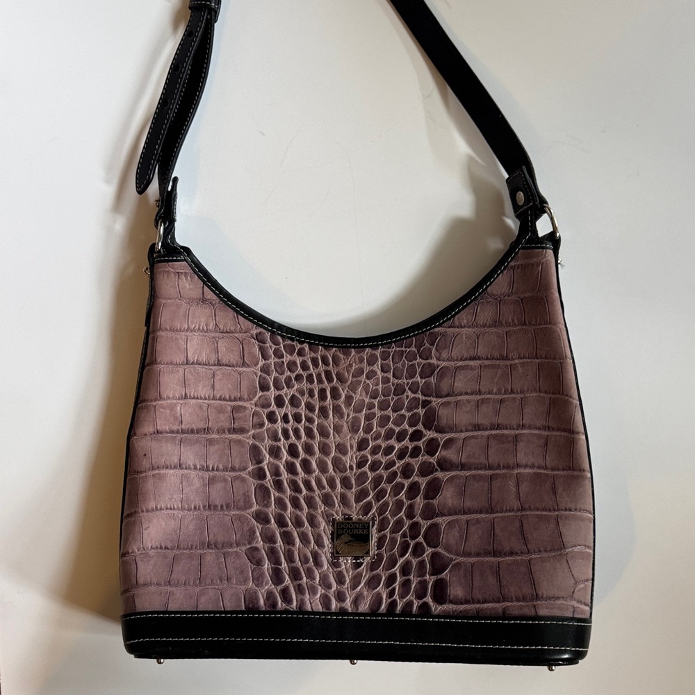 Dooney & Bourke Mauve/ purple Croc-Embossed Shoulder Bag - Picture 2 of 9